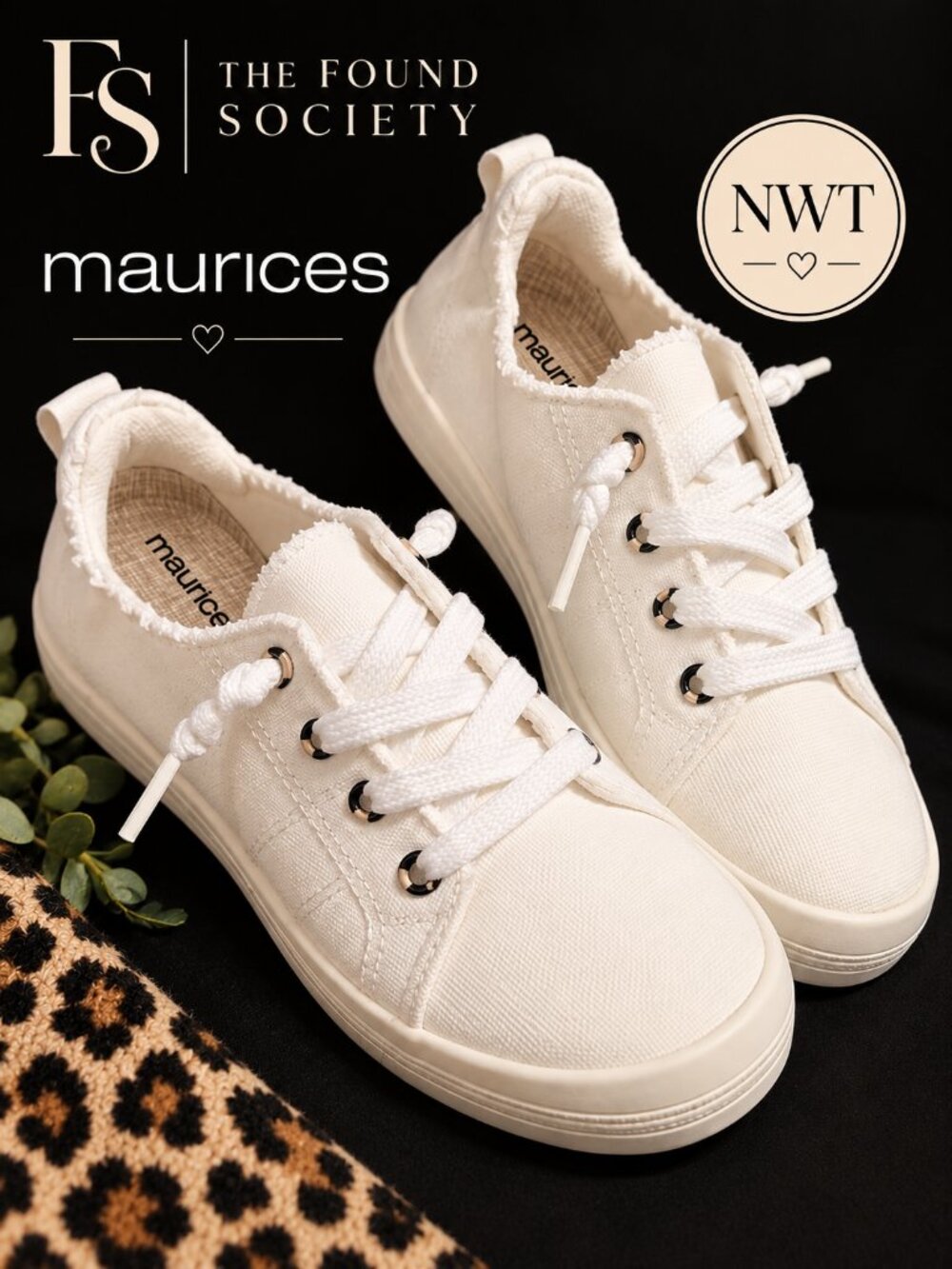 Maurices Mariah White Canvas Sneakers NWT Size 9 Lace Up Casual Shoes